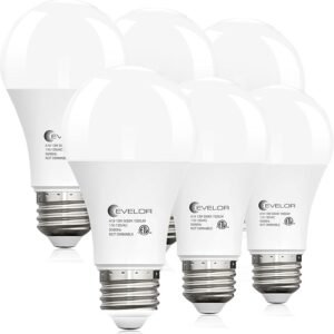 evelor 6-pack A19 100W equivalent daylight LED light bulbs
